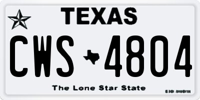 TX license plate CWS4804