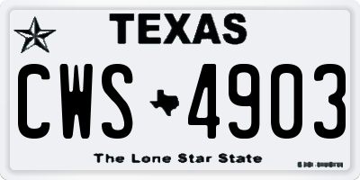 TX license plate CWS4903