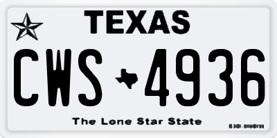 TX license plate CWS4936