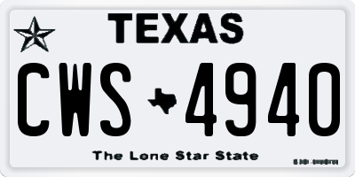 TX license plate CWS4940