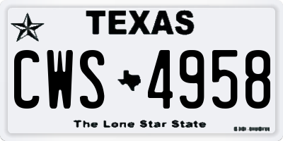 TX license plate CWS4958
