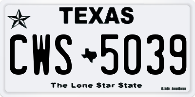 TX license plate CWS5039