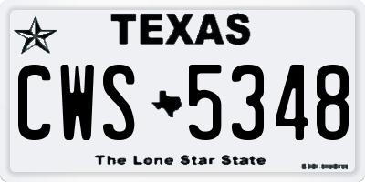 TX license plate CWS5348