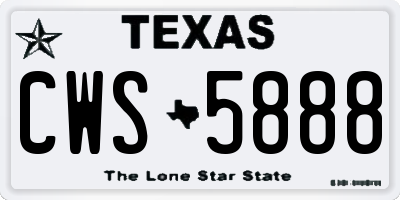 TX license plate CWS5888