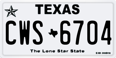 TX license plate CWS6704