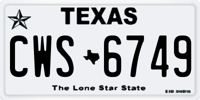TX license plate CWS6749