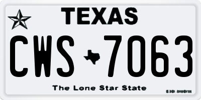TX license plate CWS7063