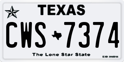 TX license plate CWS7374