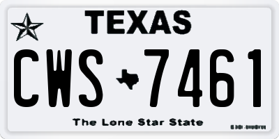TX license plate CWS7461