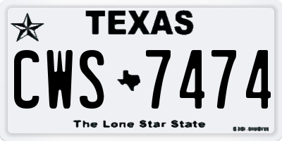 TX license plate CWS7474