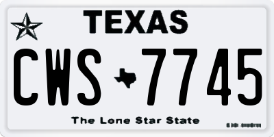 TX license plate CWS7745