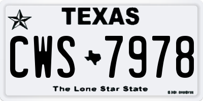 TX license plate CWS7978