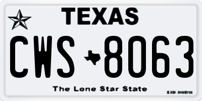 TX license plate CWS8063