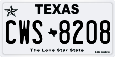 TX license plate CWS8208