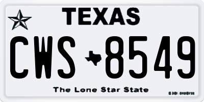 TX license plate CWS8549