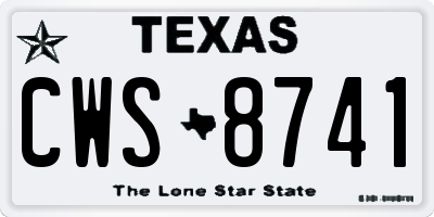 TX license plate CWS8741