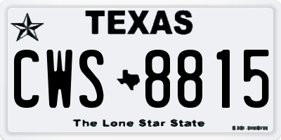 TX license plate CWS8815