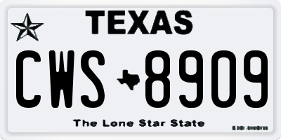 TX license plate CWS8909