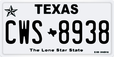 TX license plate CWS8938