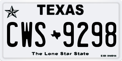TX license plate CWS9298