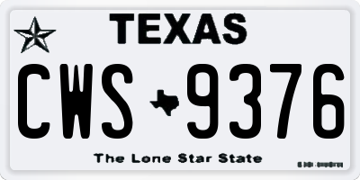 TX license plate CWS9376