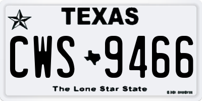 TX license plate CWS9466