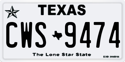 TX license plate CWS9474