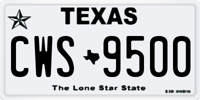 TX license plate CWS9500