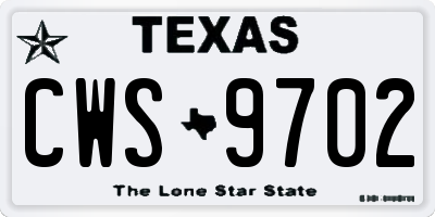 TX license plate CWS9702