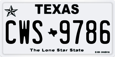 TX license plate CWS9786