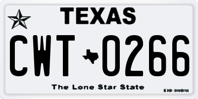 TX license plate CWT0266