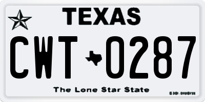 TX license plate CWT0287