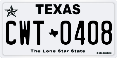 TX license plate CWT0408