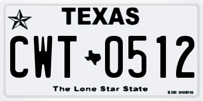 TX license plate CWT0512