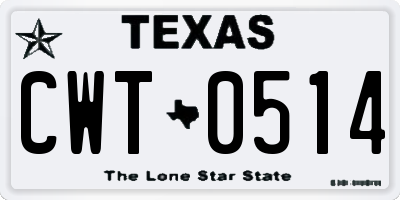 TX license plate CWT0514