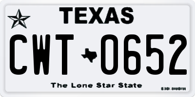 TX license plate CWT0652