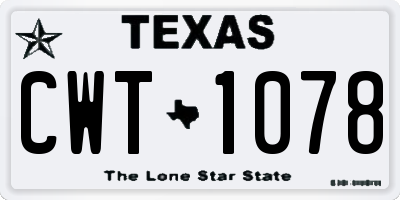 TX license plate CWT1078