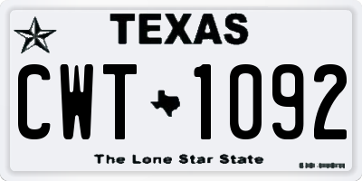 TX license plate CWT1092