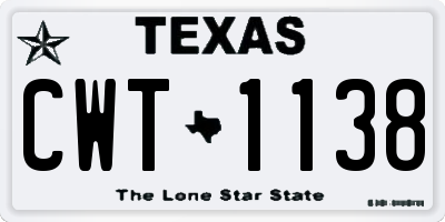 TX license plate CWT1138