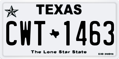 TX license plate CWT1463
