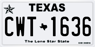 TX license plate CWT1636