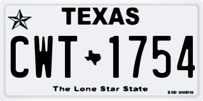 TX license plate CWT1754