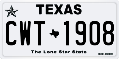 TX license plate CWT1908