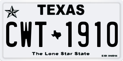 TX license plate CWT1910