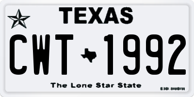 TX license plate CWT1992