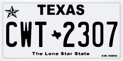 TX license plate CWT2307