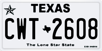 TX license plate CWT2608