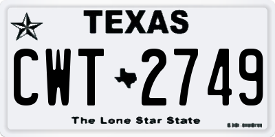 TX license plate CWT2749