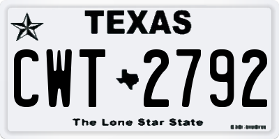 TX license plate CWT2792