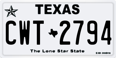 TX license plate CWT2794